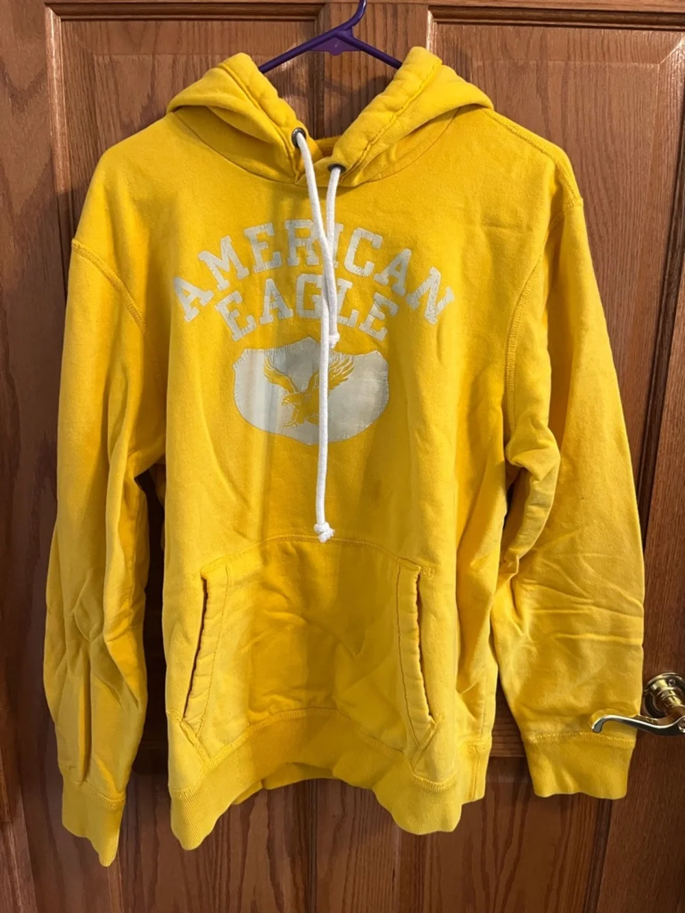 American Eagle Outfitters heavy Duty Yellow Pullover Hoodie Large - Picture 1 of 3
